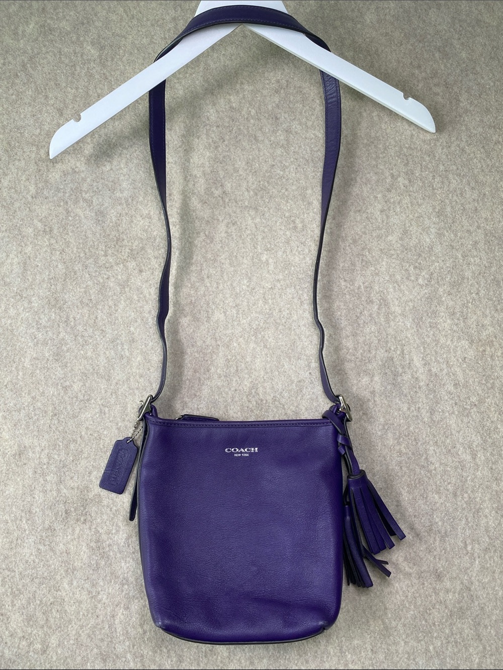 Coach Legacy Deep Purple Leather Mini Duffle Crossbody Tassel Bag